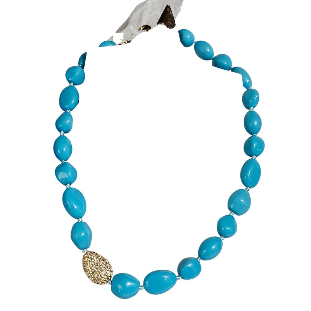 Vtg Nolan Miller Turquoise Blue Bead Crystal Necklace